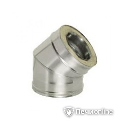 Дымоход Дымок Колено 45° с изоляцией 0,8 мм. OТFR45  120/200 в Урае
