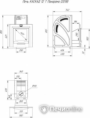 Дровяная банная печь Теплодар Каскад-12 Т Панорама (2018) в Урае