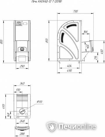 Дровяная банная печь Теплодар Каскад-12 Т (2018) в Урае