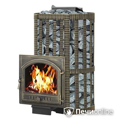 Дровяная банная печь Везувий Ураган Ковка 22 (205) с закрытой каменкой чугун в Урае