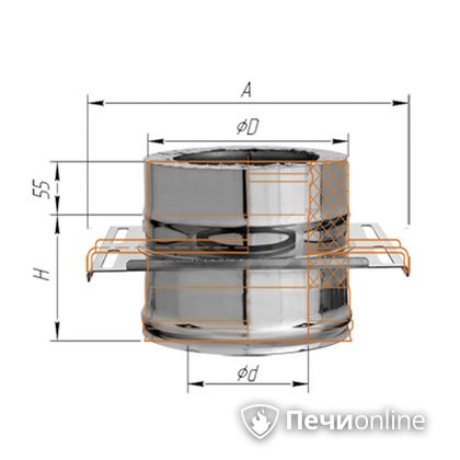 Дымоход Феррум Площадка монтажная  d-200/280 по воде в Урае