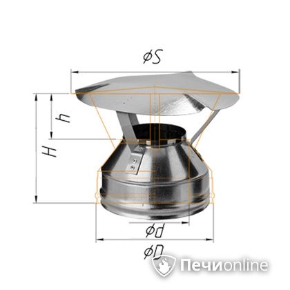 Дымоход Феррум Оголовок  нержавеющий  d-150/210 по воде в Урае