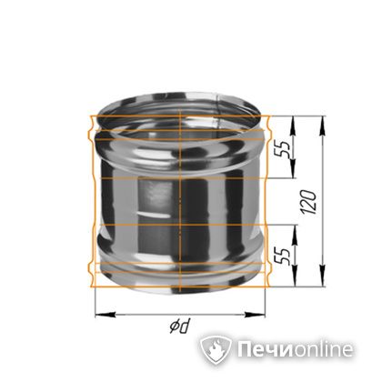 Дымоход Феррум Адаптер ММ для печи нержавеющий 08 d-120 в Урае