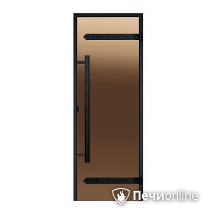 Дверь для бани Harvia Стеклянная дверь для сауны LEGEND 7/19 черная коробка сосна бронза  D71901МL в Урае